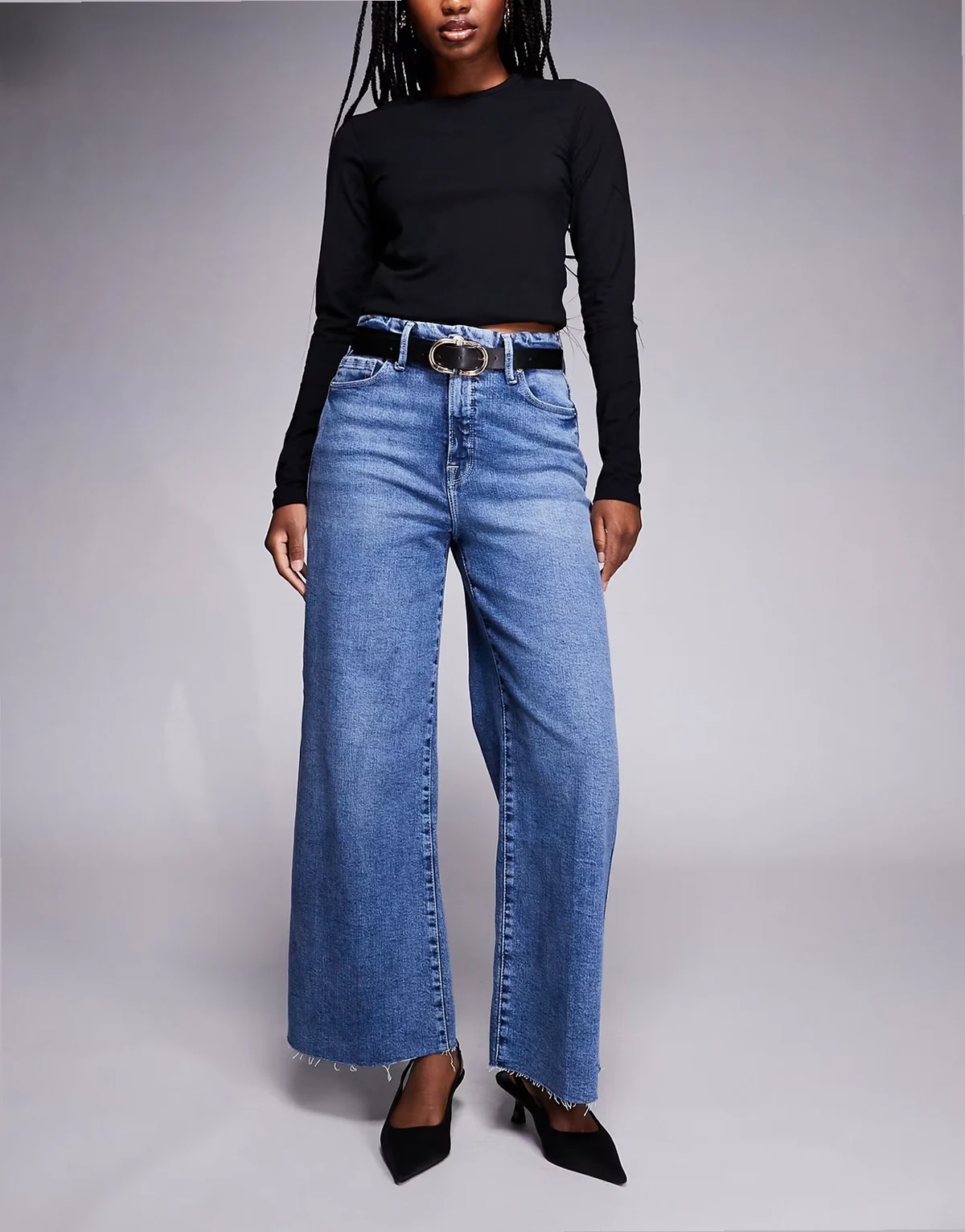 good skate wide cropped jeans in dark blue