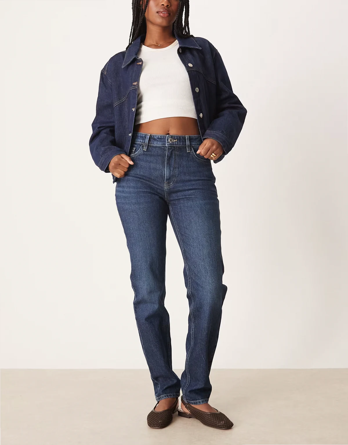 – Newmom – Mom-Jeans in Tiefblau mit schmaler Passform