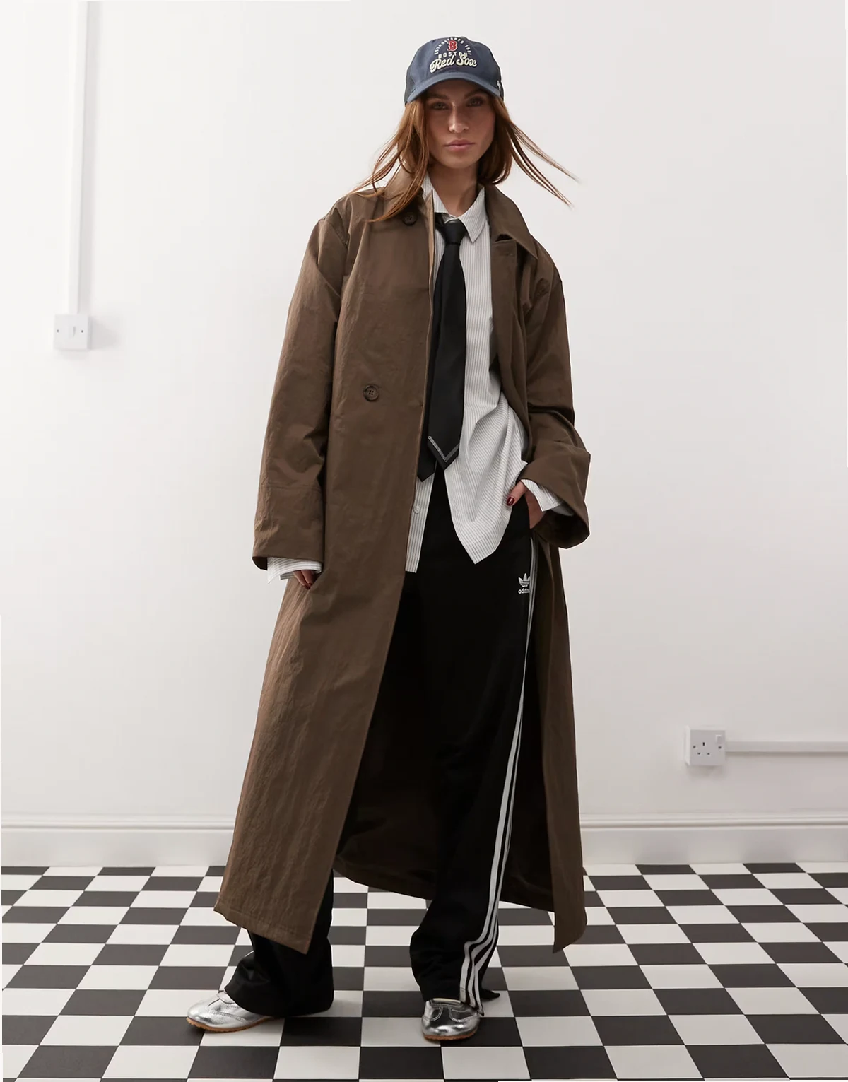 – Longline-Trenchjacke in Braun