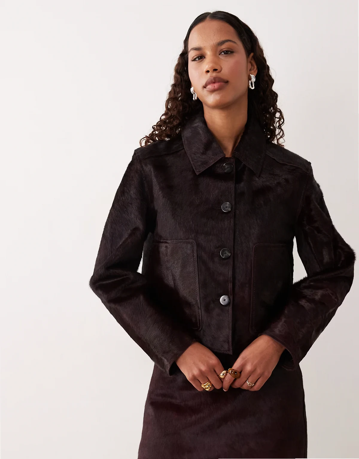 100% leather jacket in burgundy - part of a set