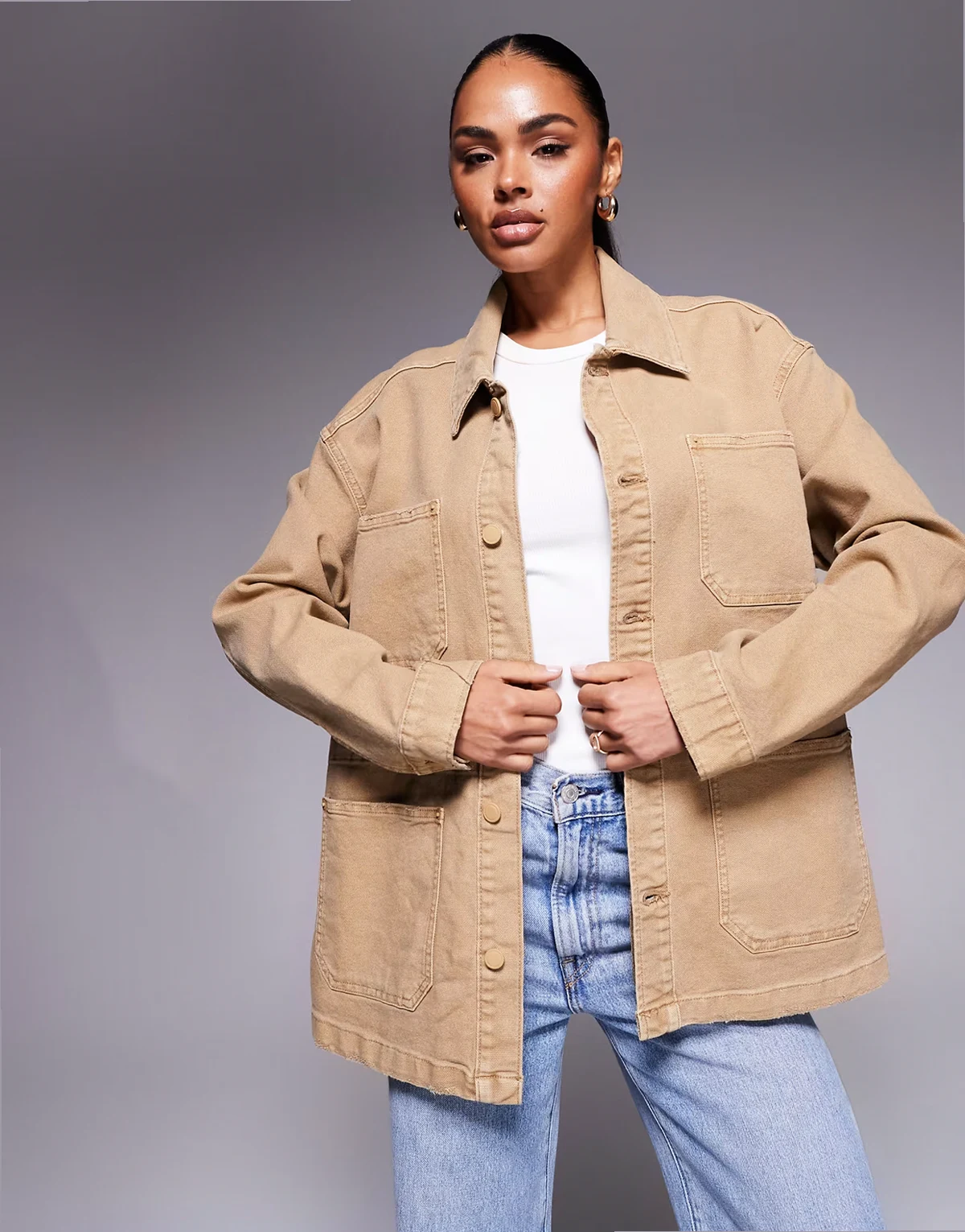 canvas jacket in khaki beige