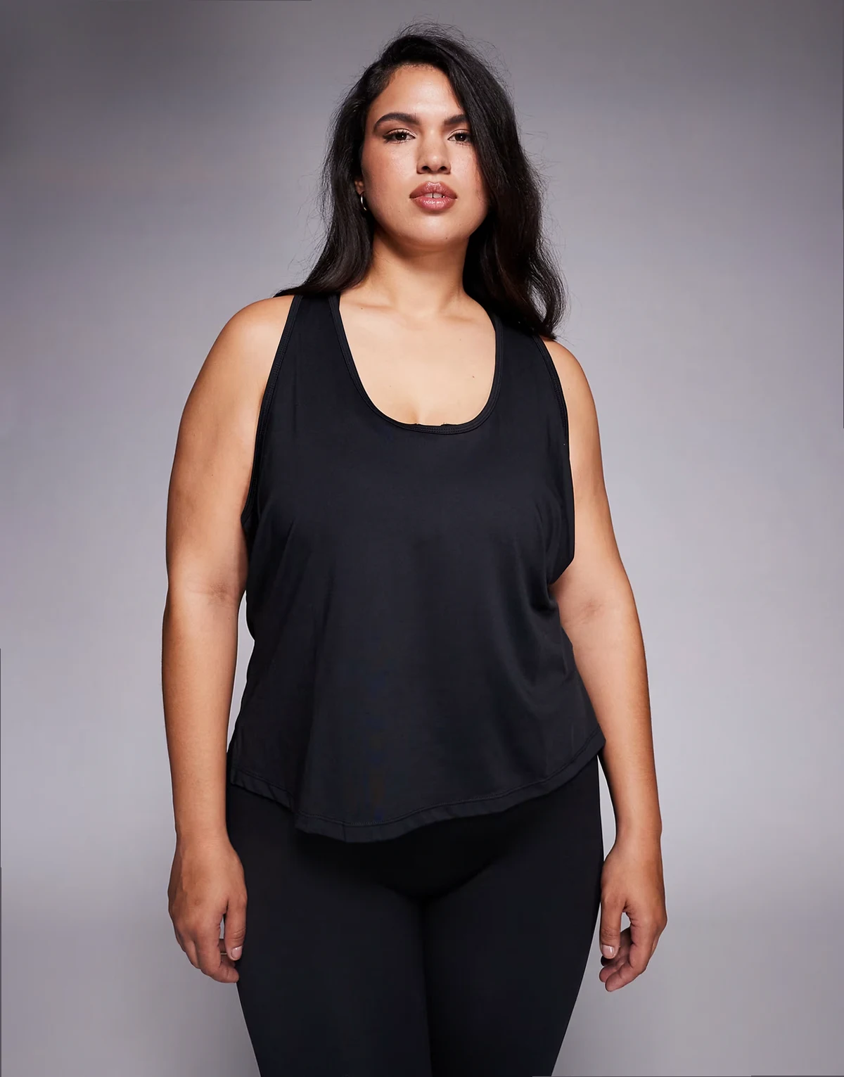 Curve Icon light weight chuck on quick dry performance tank top in black