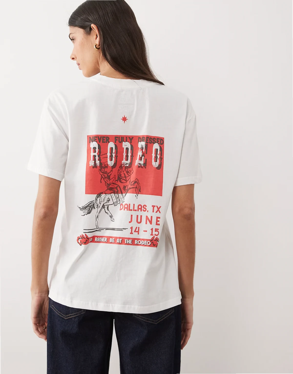 rodeo print t-shirt in white