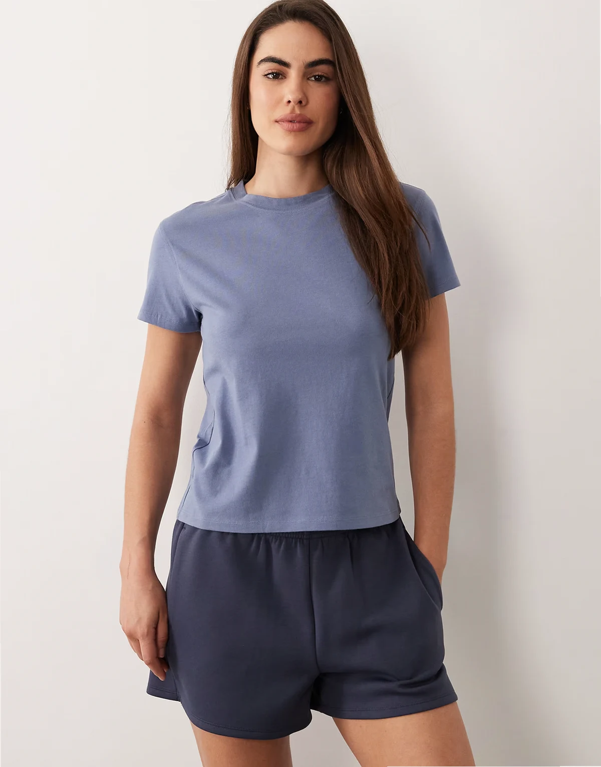 Icon cotton boxy t-shirt with quick dry finish in dolphin blue