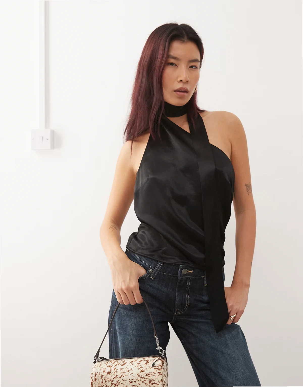 – Party-Oberteil aus Satin mit Schal-Detail