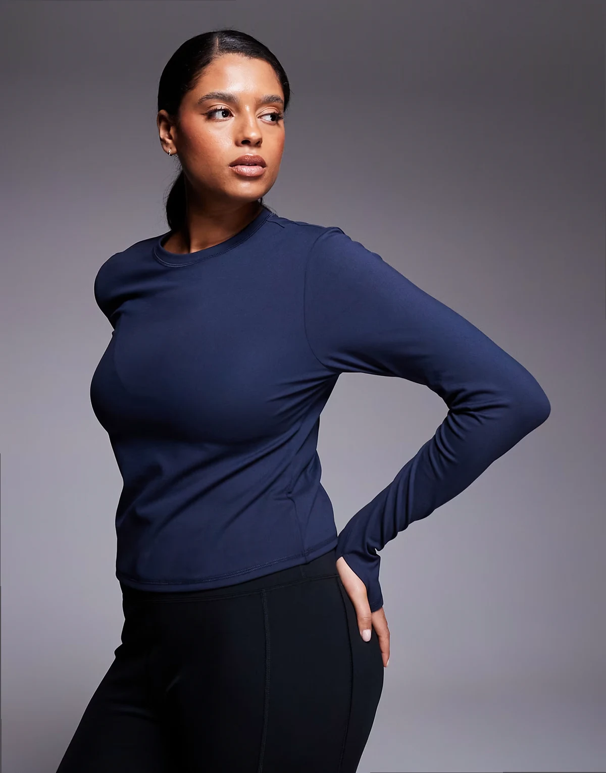 Curve Icon soft touch studio long sleeve baby t-shirt in midnight navy