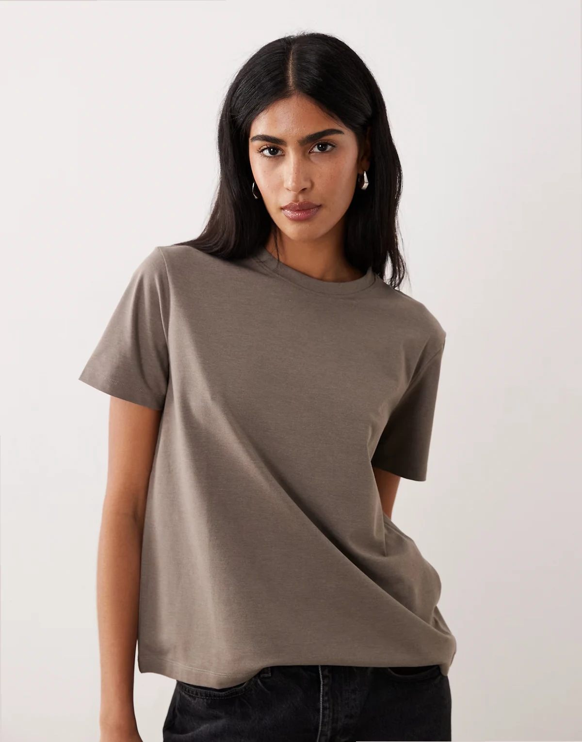 – Boyfriend-T-Shirt in Falkenbraun meliert mit Oversize-Schnitt