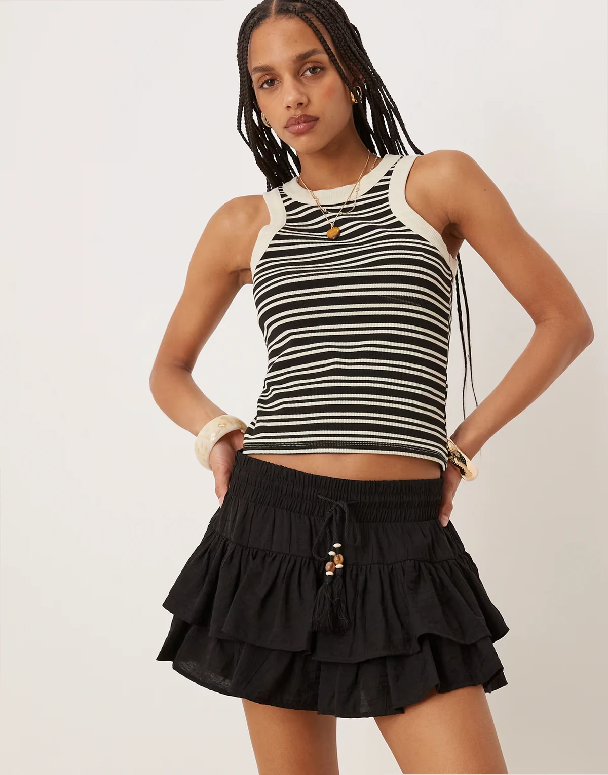 – Knicker-Shorts zum Reinschlüpfen in Schwarz mit gerafftem Detail