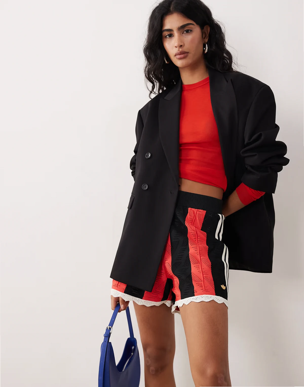 Premium Firebird lace shorts in red and black