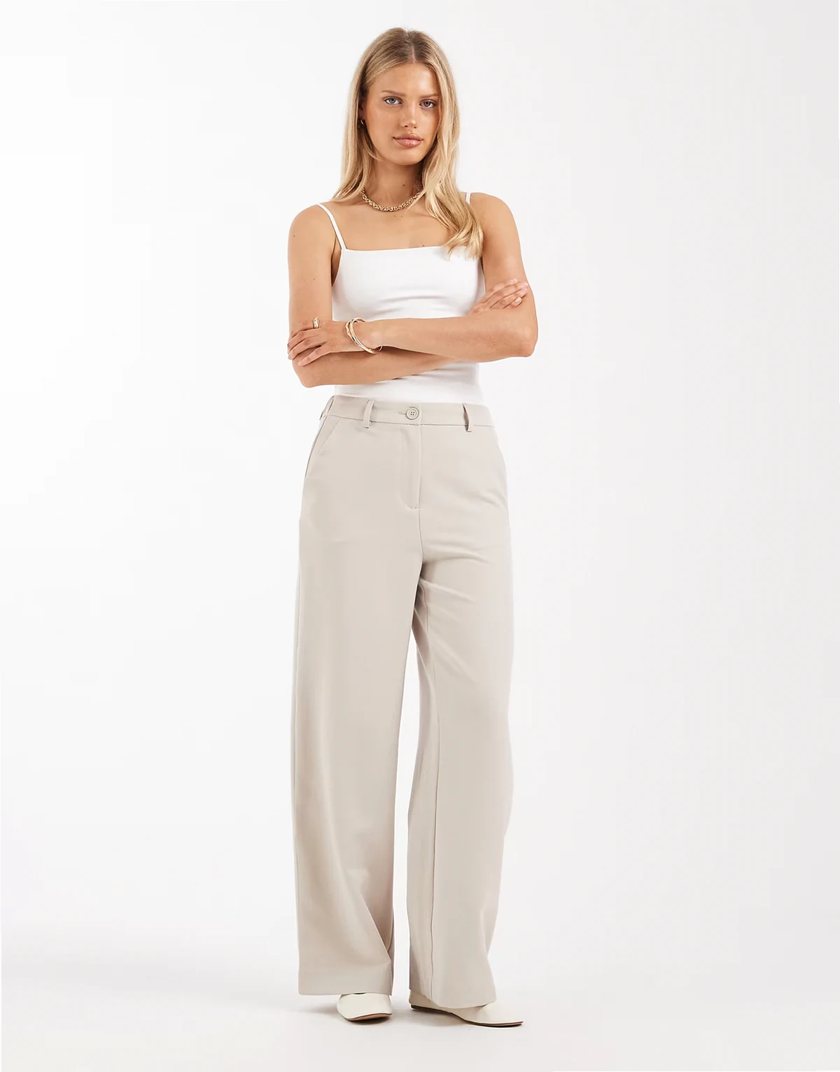 tailored high waist wide leg pants in silver gray - part of a set