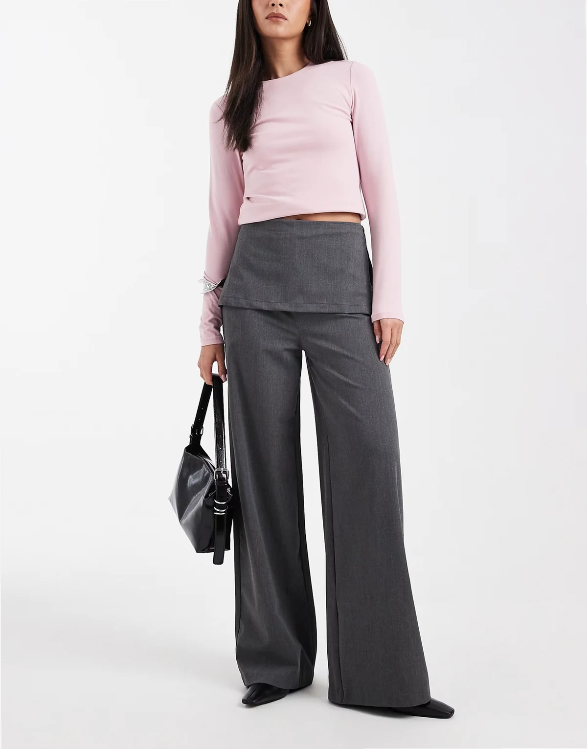 – Elegante Hose in Anthrazitgrau mit Rockdetail
