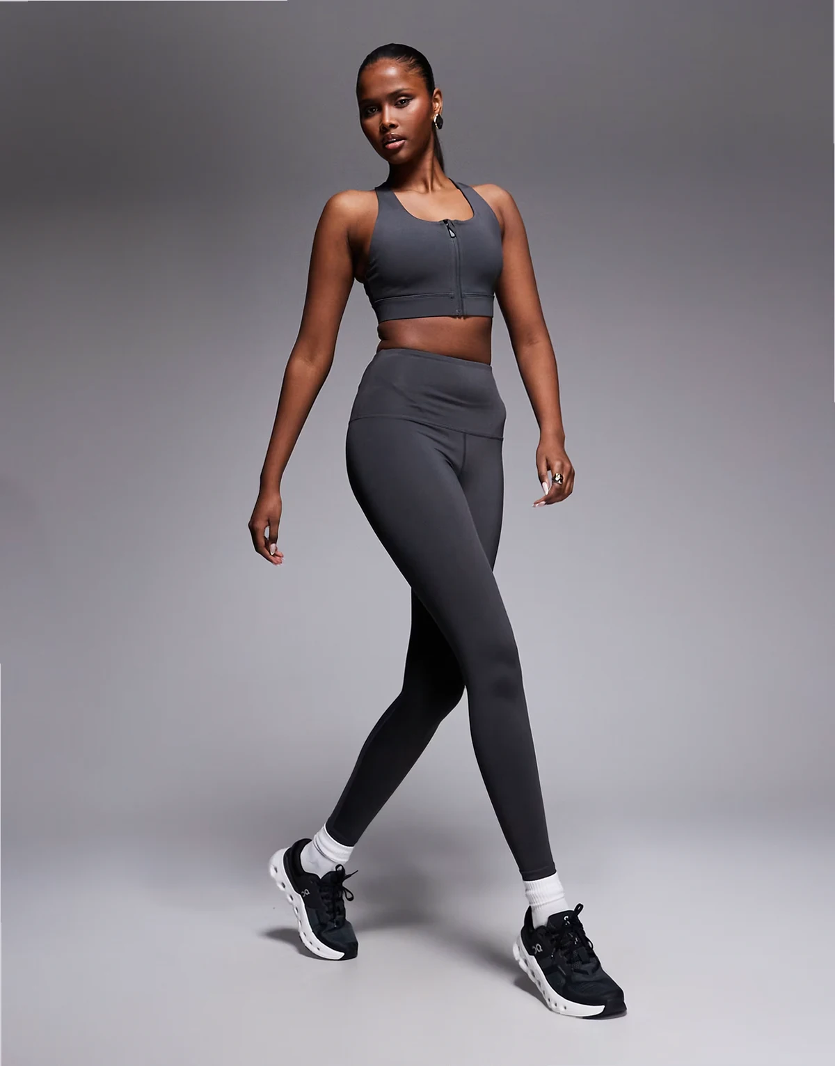 Icon active booty sculpt high waist gym leggings with inner pocket in smoke gray