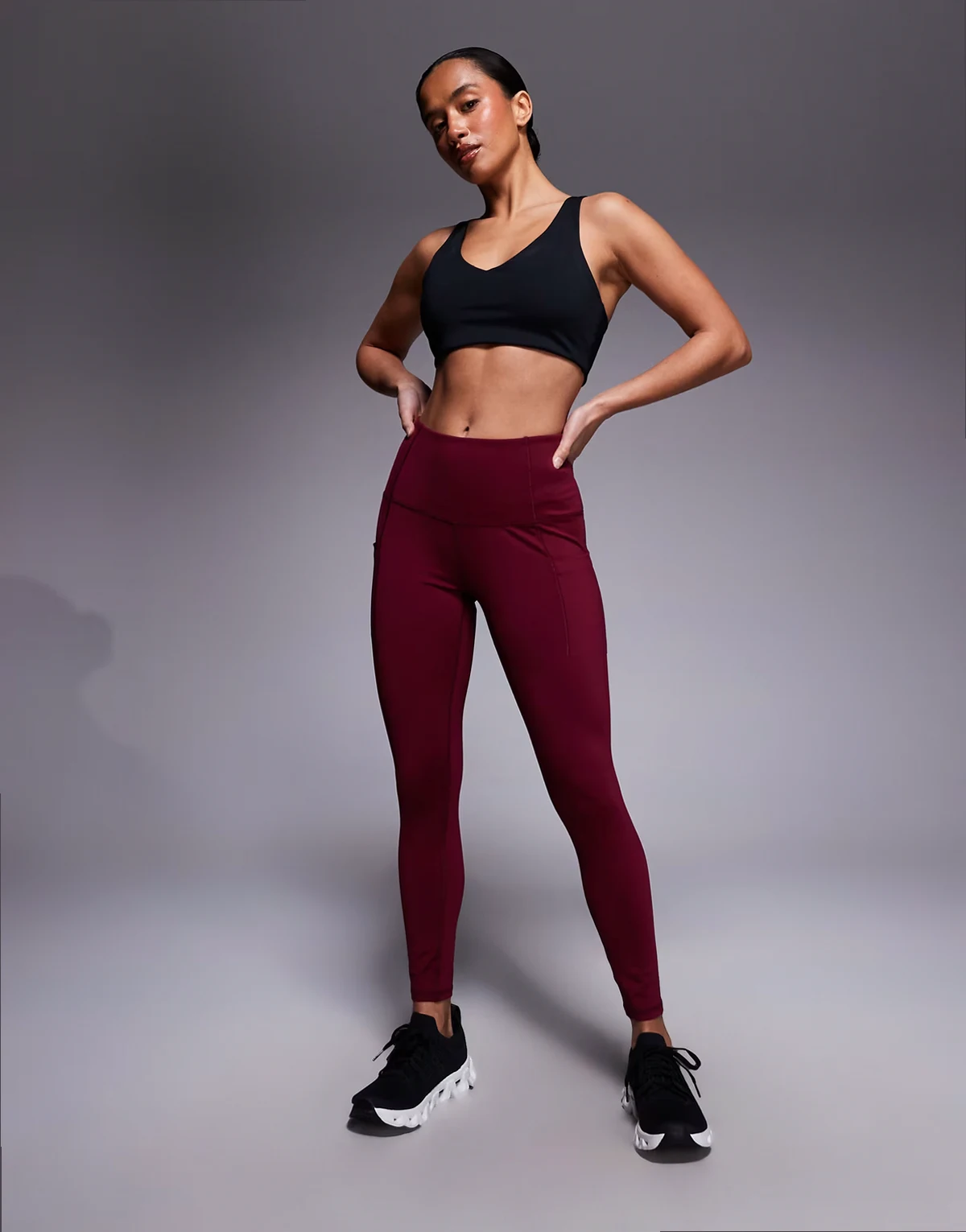 Petite active waist snatching high rise gym leggings in cherry red