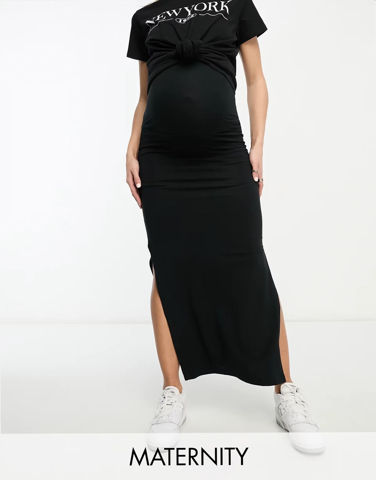 Mamalicious Maternity – Jersey-Maxirock in Schwarz