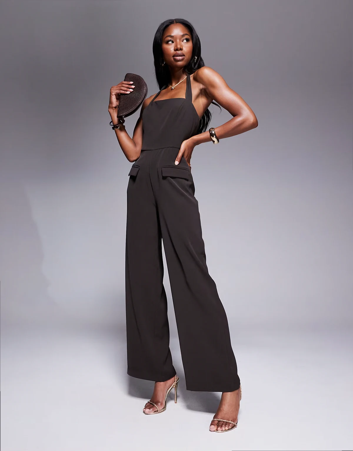 London – Eleganter Jumpsuit in Braun mit weitem Bein