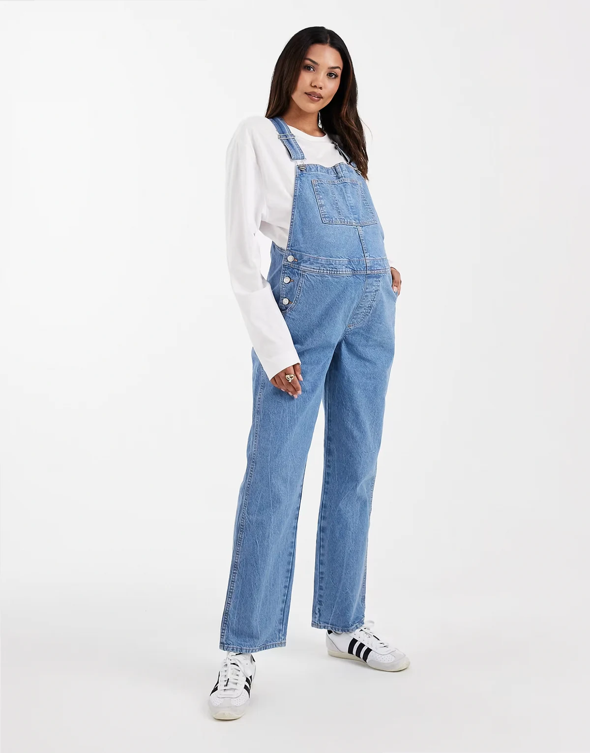 ASOS DESIGN Maternity overalls in mid blue