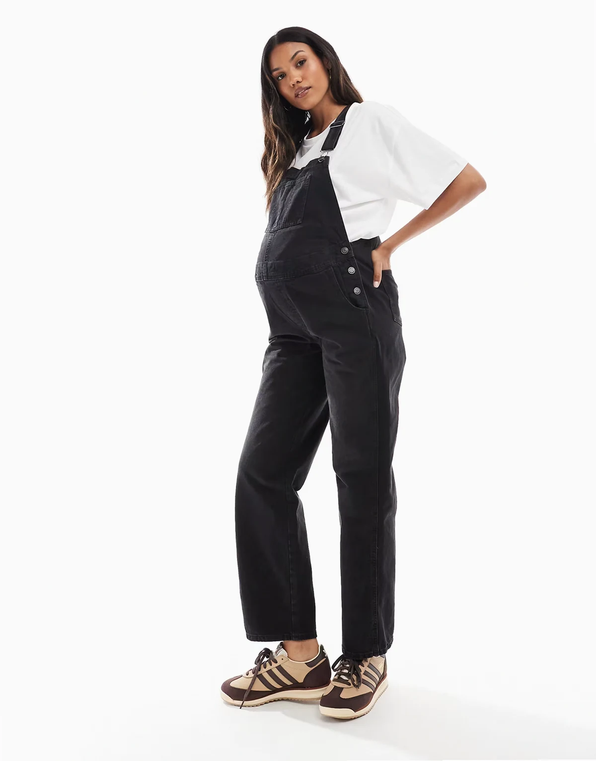 ASOS DESIGN Maternity denim overall in washed black