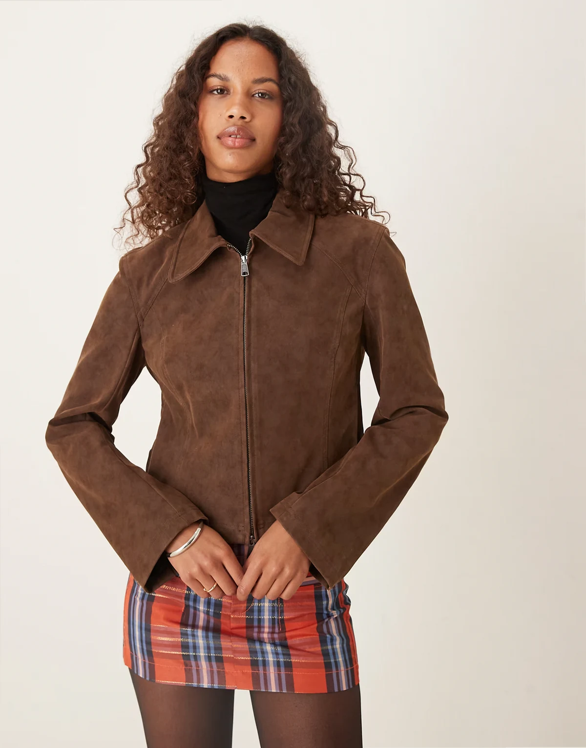 river faux suede jacket in brown