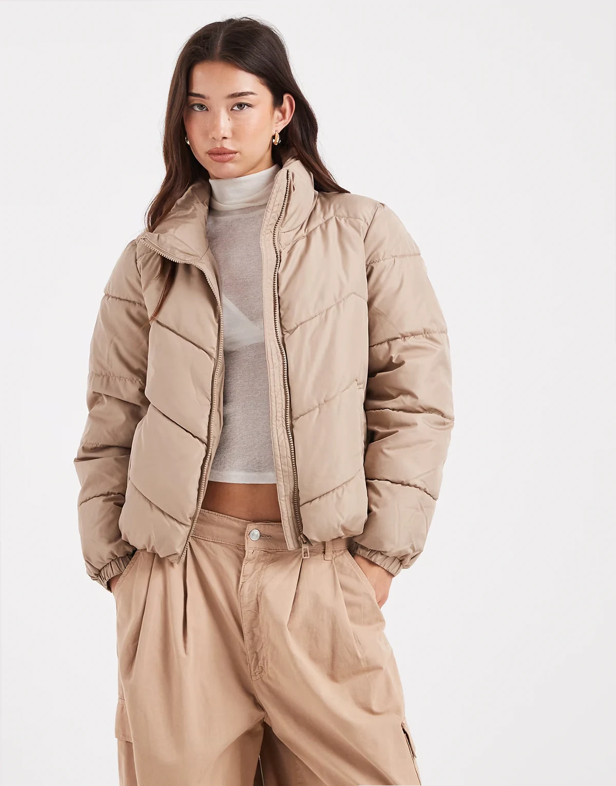 – Pufferjacke in Steinbeige