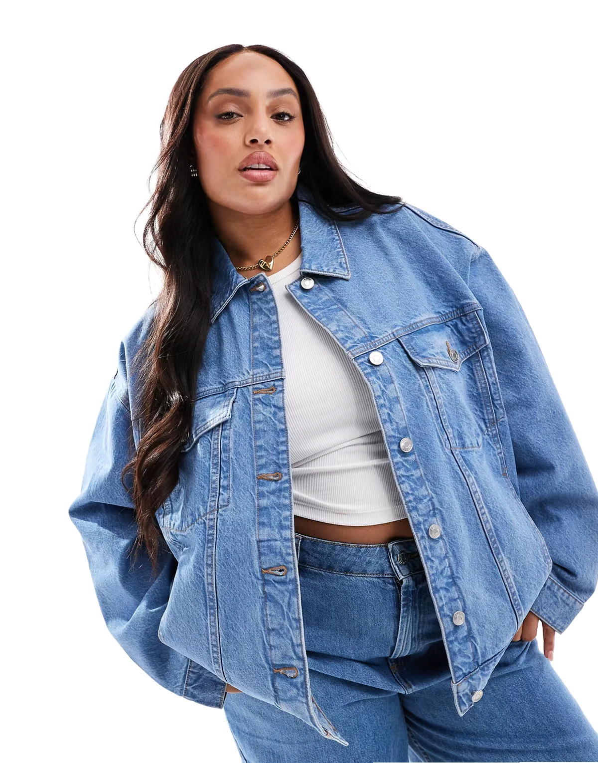 ASOS DESIGN Curve – Niebieska kurtka jeansowa oversize w stylu lat 90.