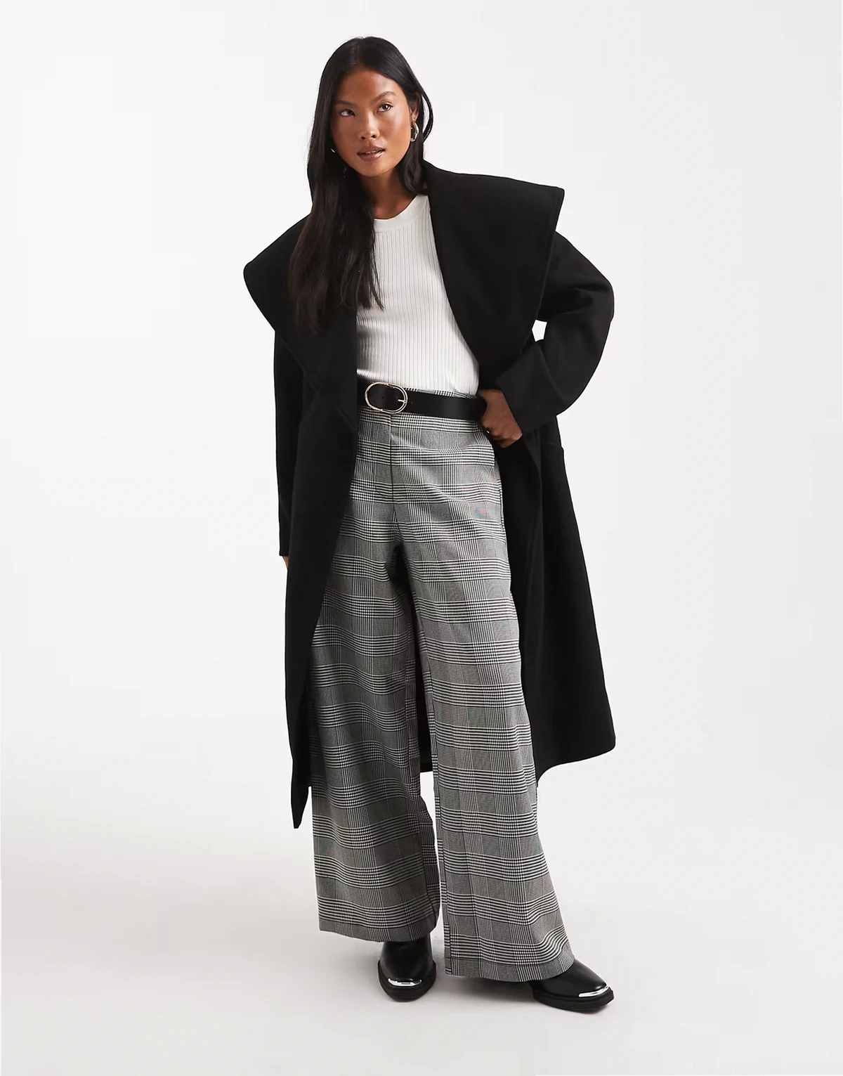 formal wrap coat in black