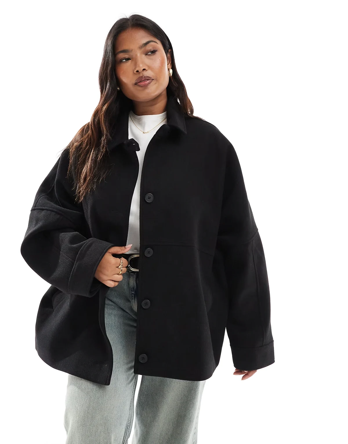 ASOS DESIGN Curve – Czarna luźna kurtka Harrington