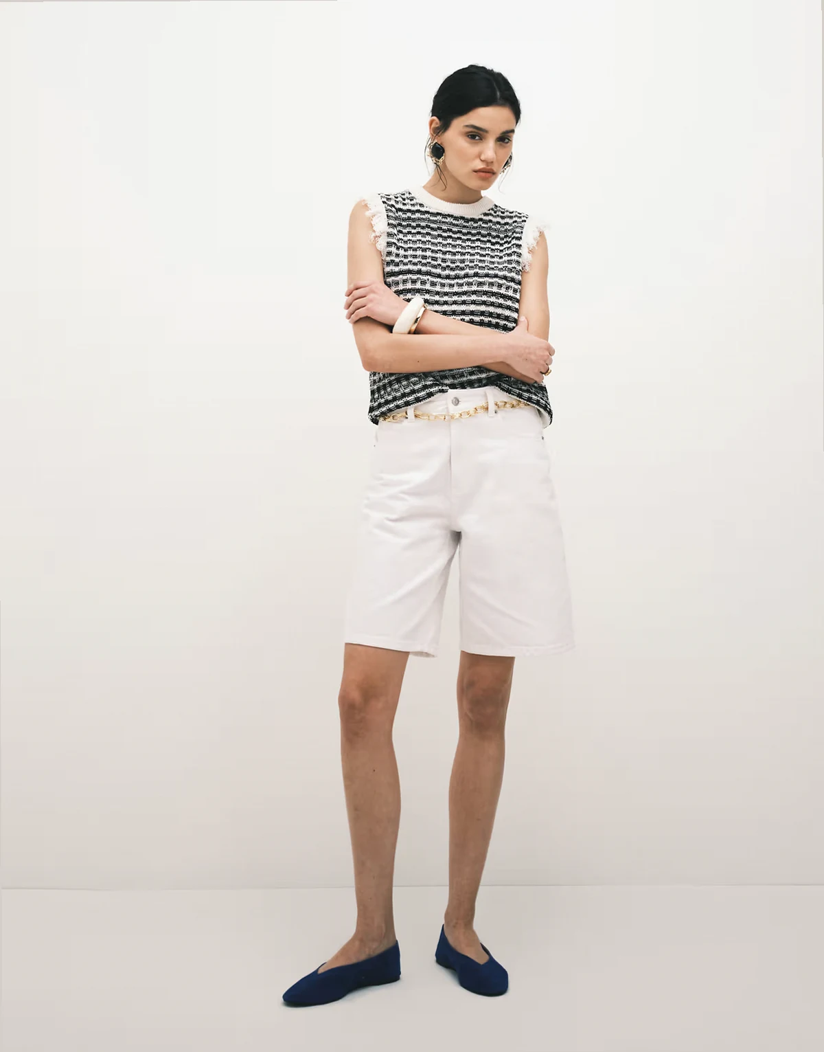 – Bermuda-Jeansshorts in Weiß