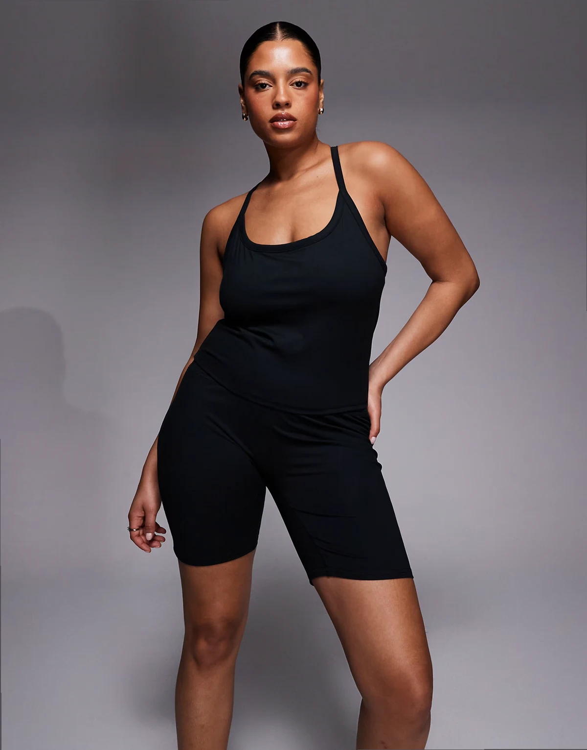 Curve Icon soft touch high waist 8 inch legging shorts in black