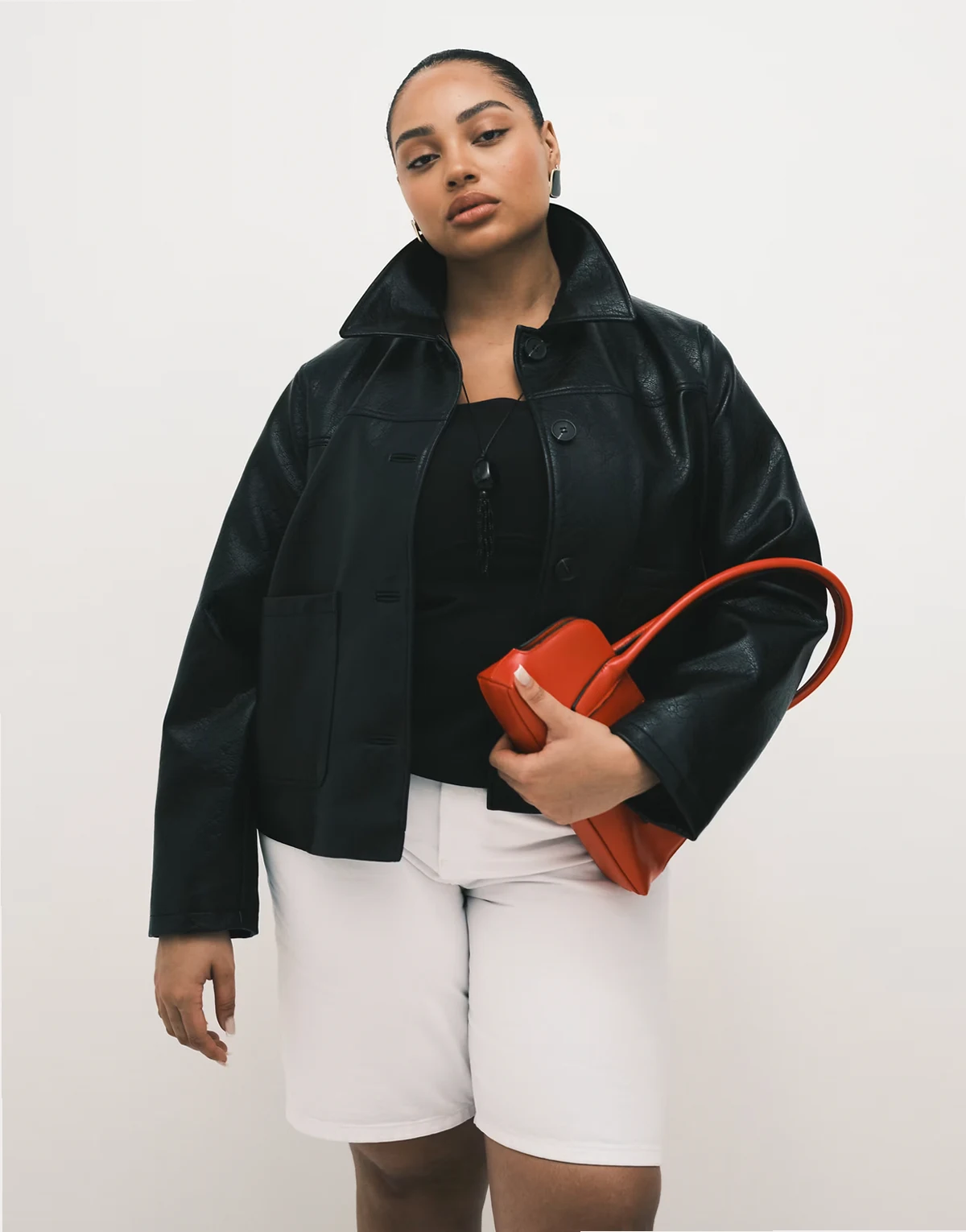 ASOS DESIGN Curve – Białe jeansowe szorty bermudy