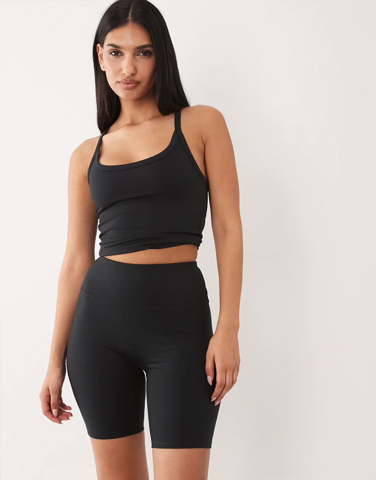 Hourglass Icon soft touch high waist 8 inch legging shorts in black