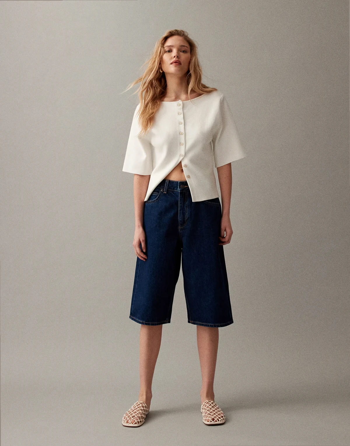 – Bermuda-Jeansshorts in Rinse-Waschung