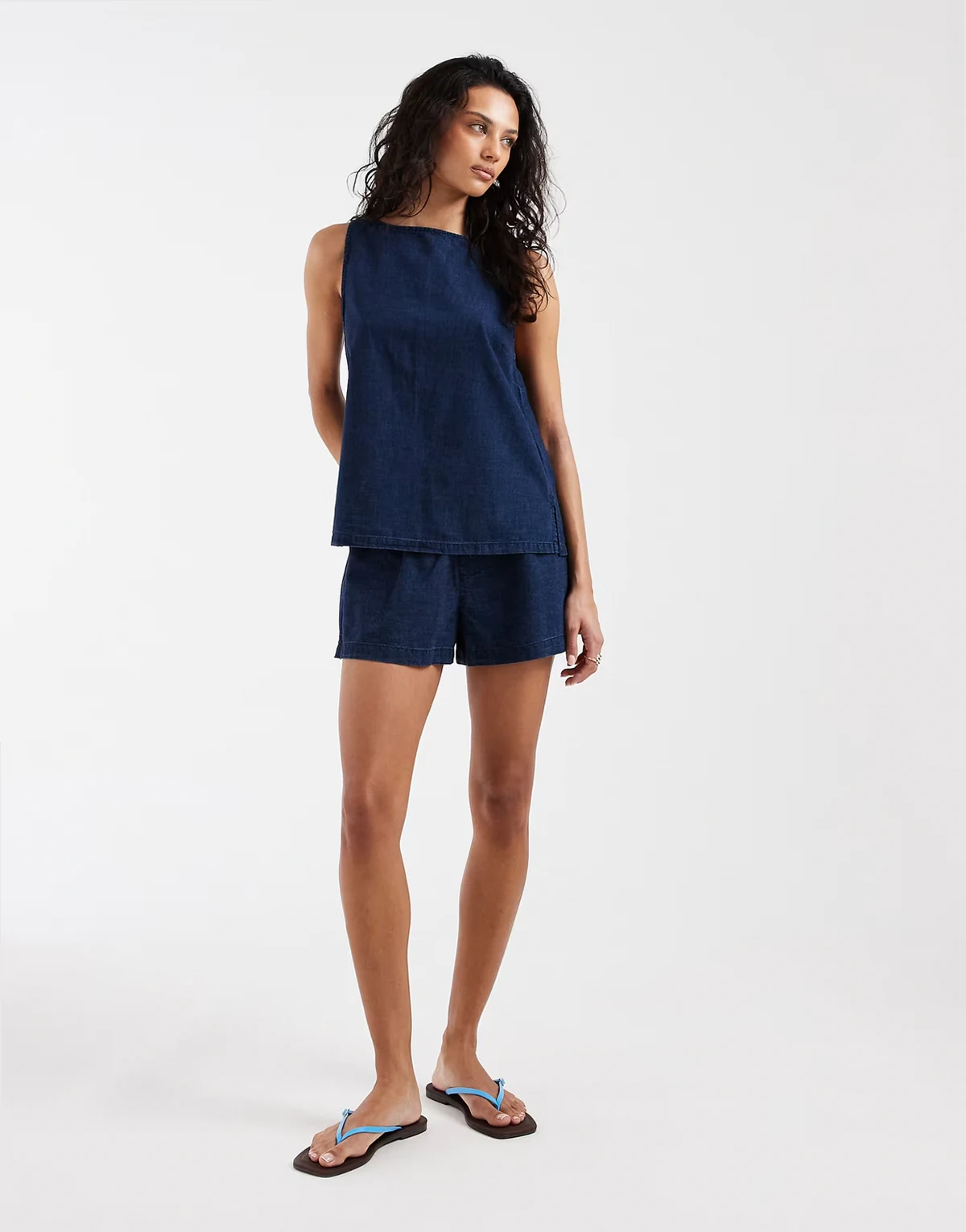 – Jeans-Boxershorts in tintenblauer Waschung, Kombiteil