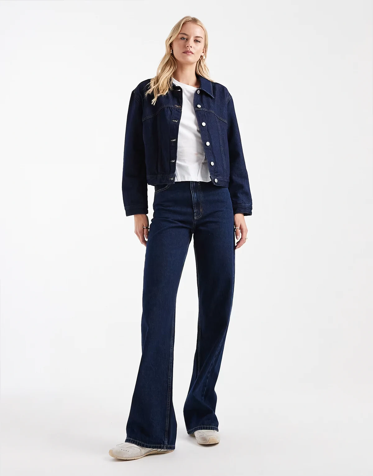 ASOS DESIGN Tall – Granatowe jeansy o fasonie dad z szerokimi nogawkami