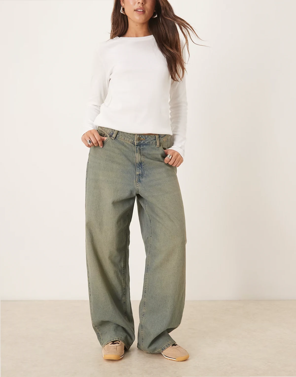 – Kyoto – Weite Jeans in Mittelblau