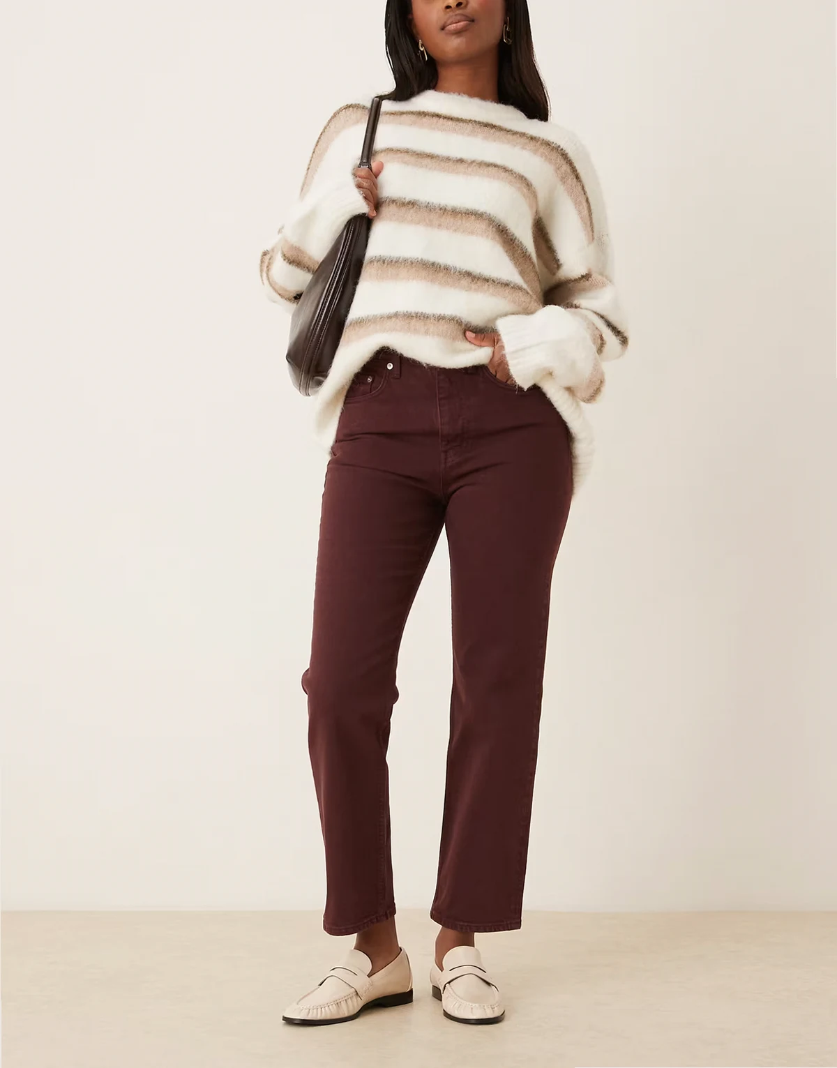 – Jade – Stretch-Jeans in Burgunderrot mit schmalem Bein