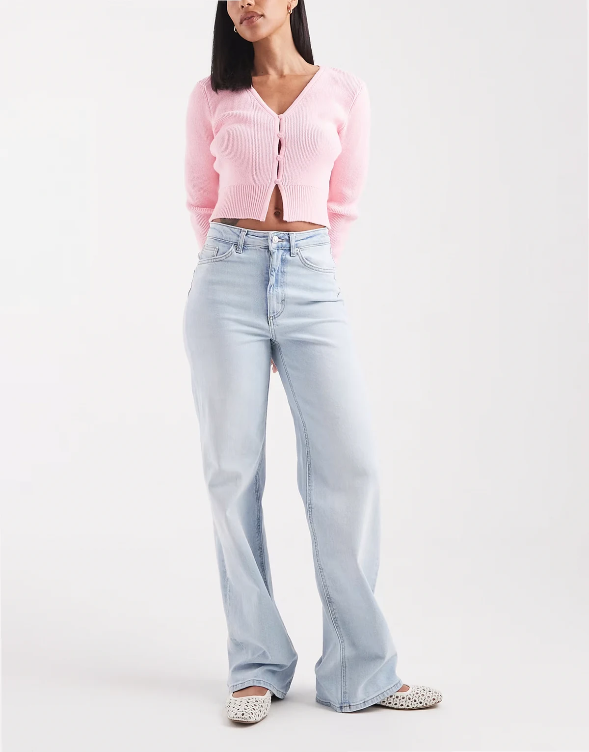 – Juicy – Jeans in gebleichtem Hellblau mit hohem Bund und weitem Bein