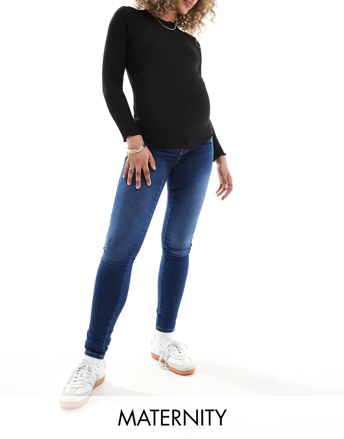 – Royal – Enge Umstandsjeans in Mittelblau
