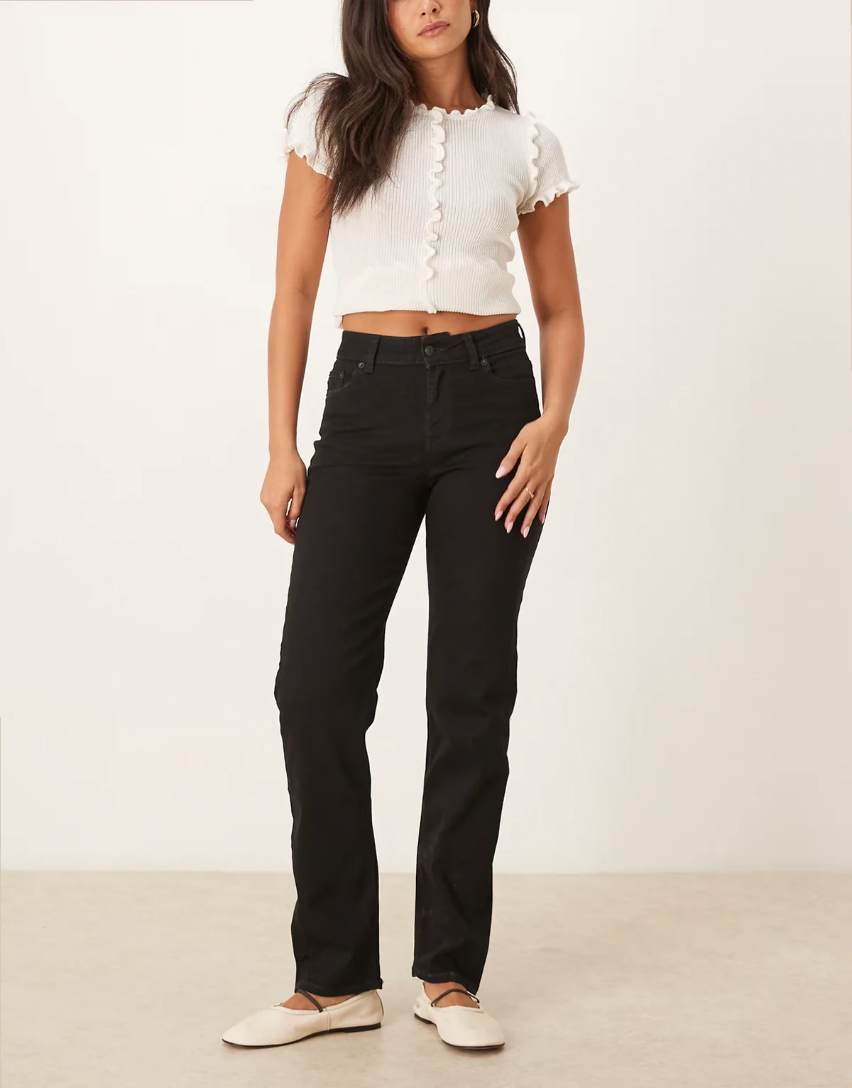 – Nice – Slim-Fit-Jeans mit geradem Schnitt in Schwarz