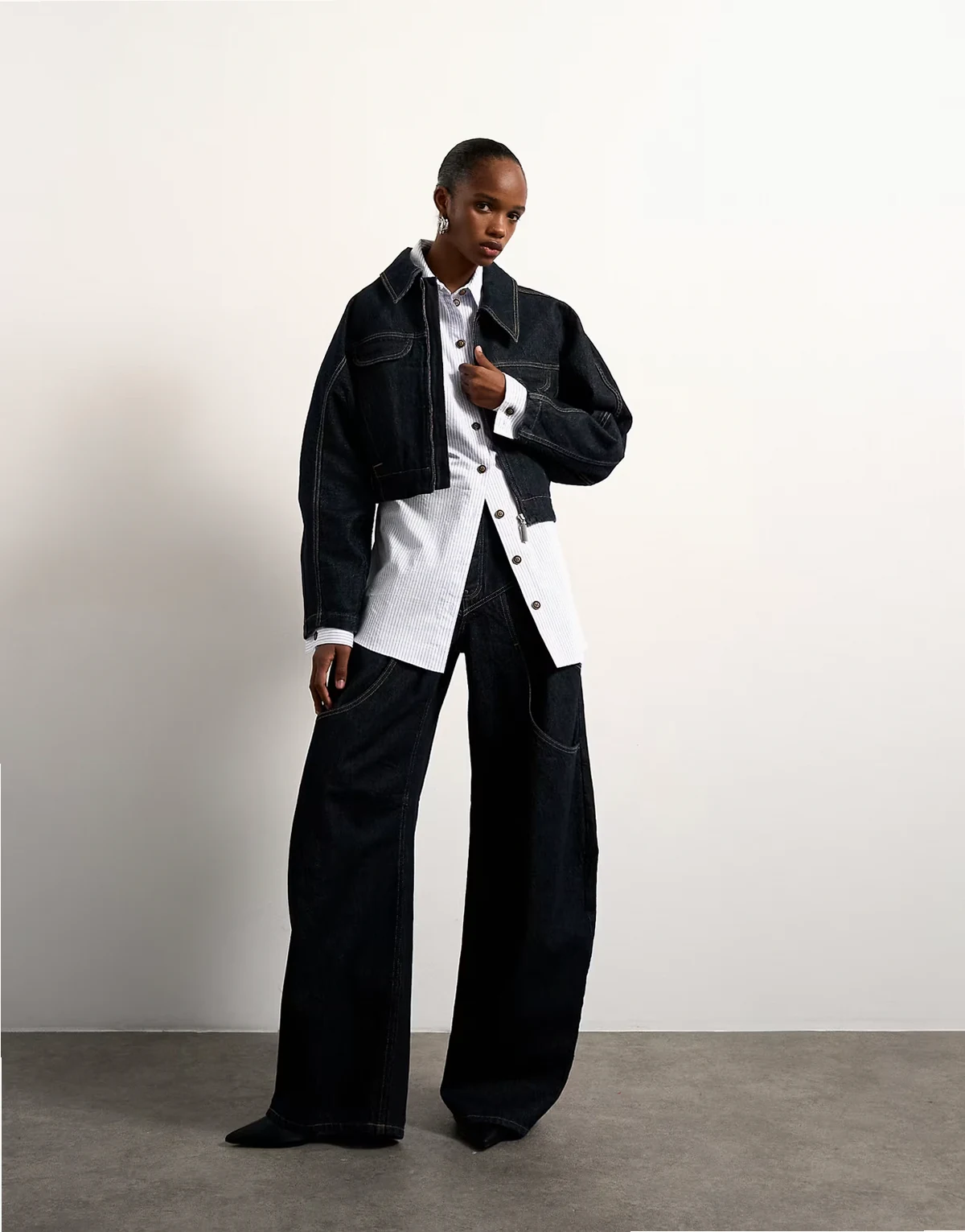Tolu Coker x Topshop barrel high rise jeans circular design in indigo rinse