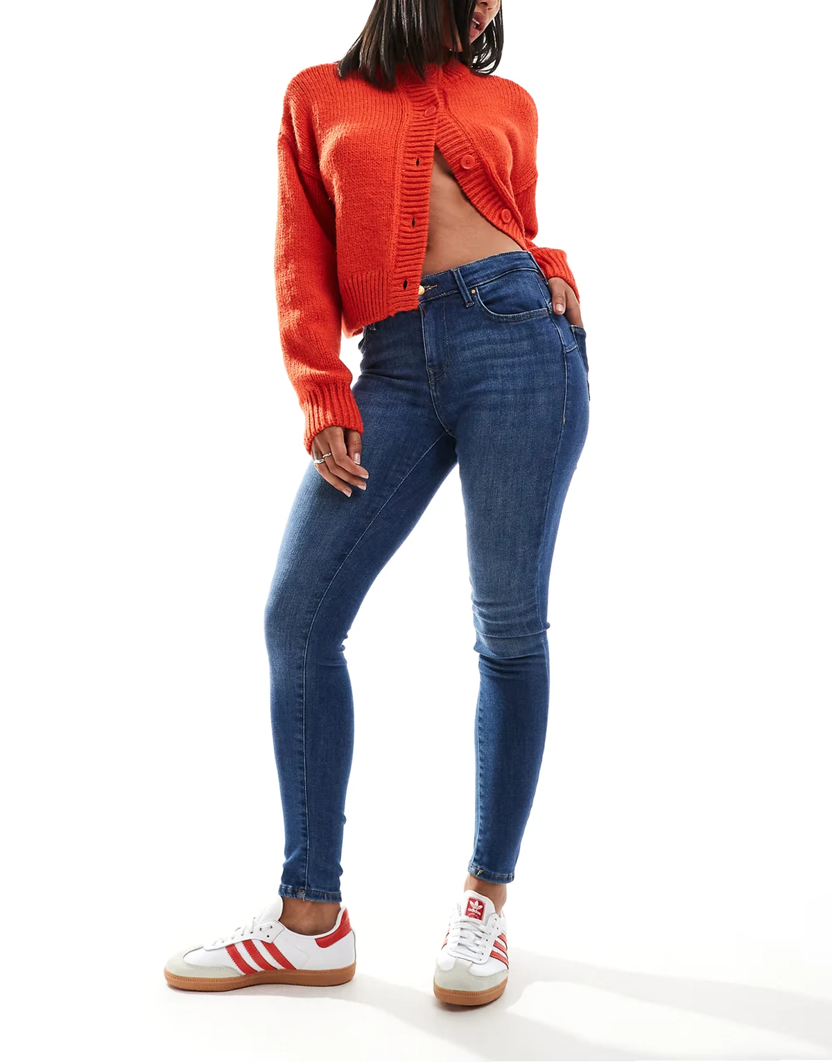 – Power – Eng und schmal geschnittene Jeans in Dunkelblau mit Push-up-Effekt