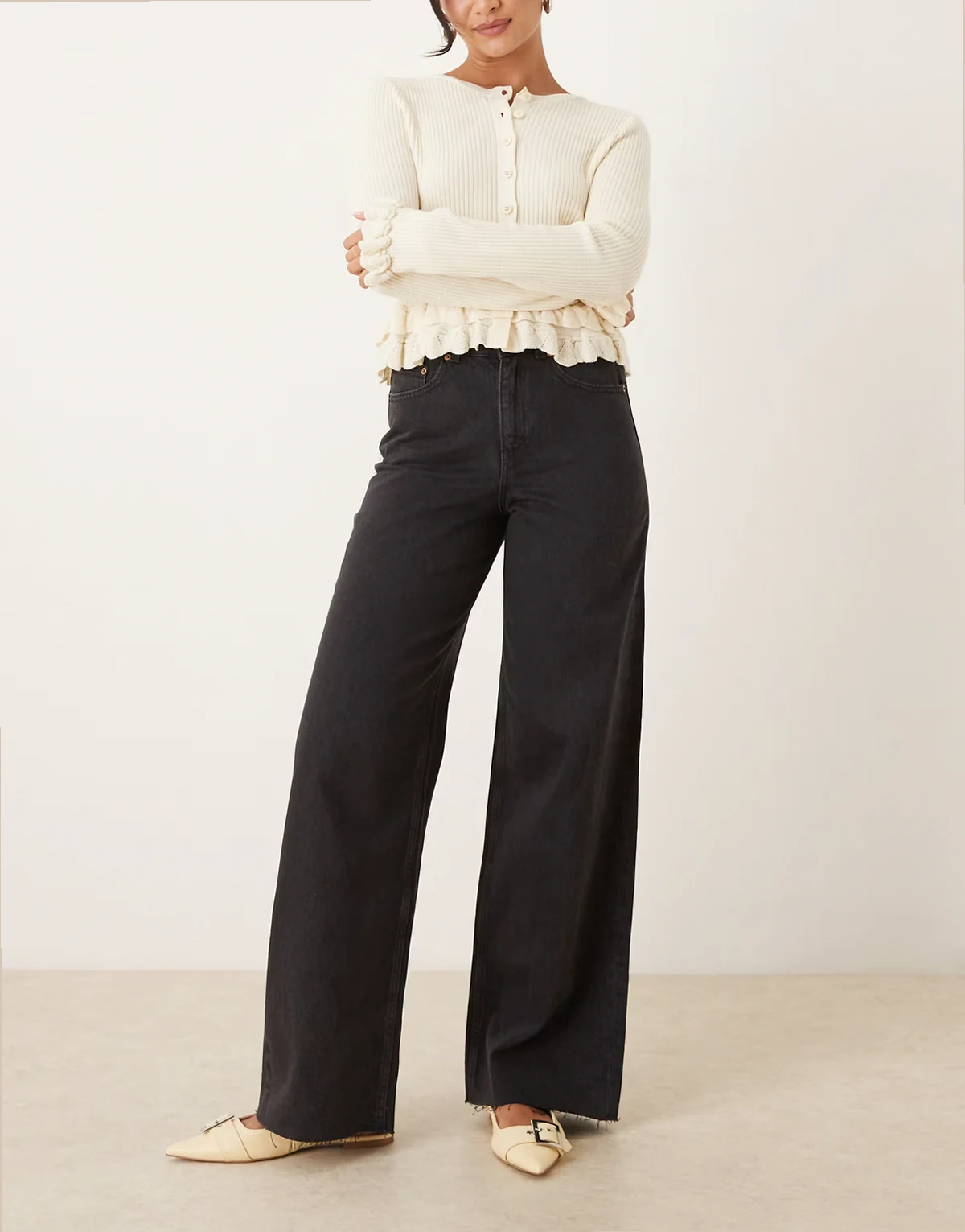 – Tokyo – Wide-Fit-Jeans in schwarzer Waschung