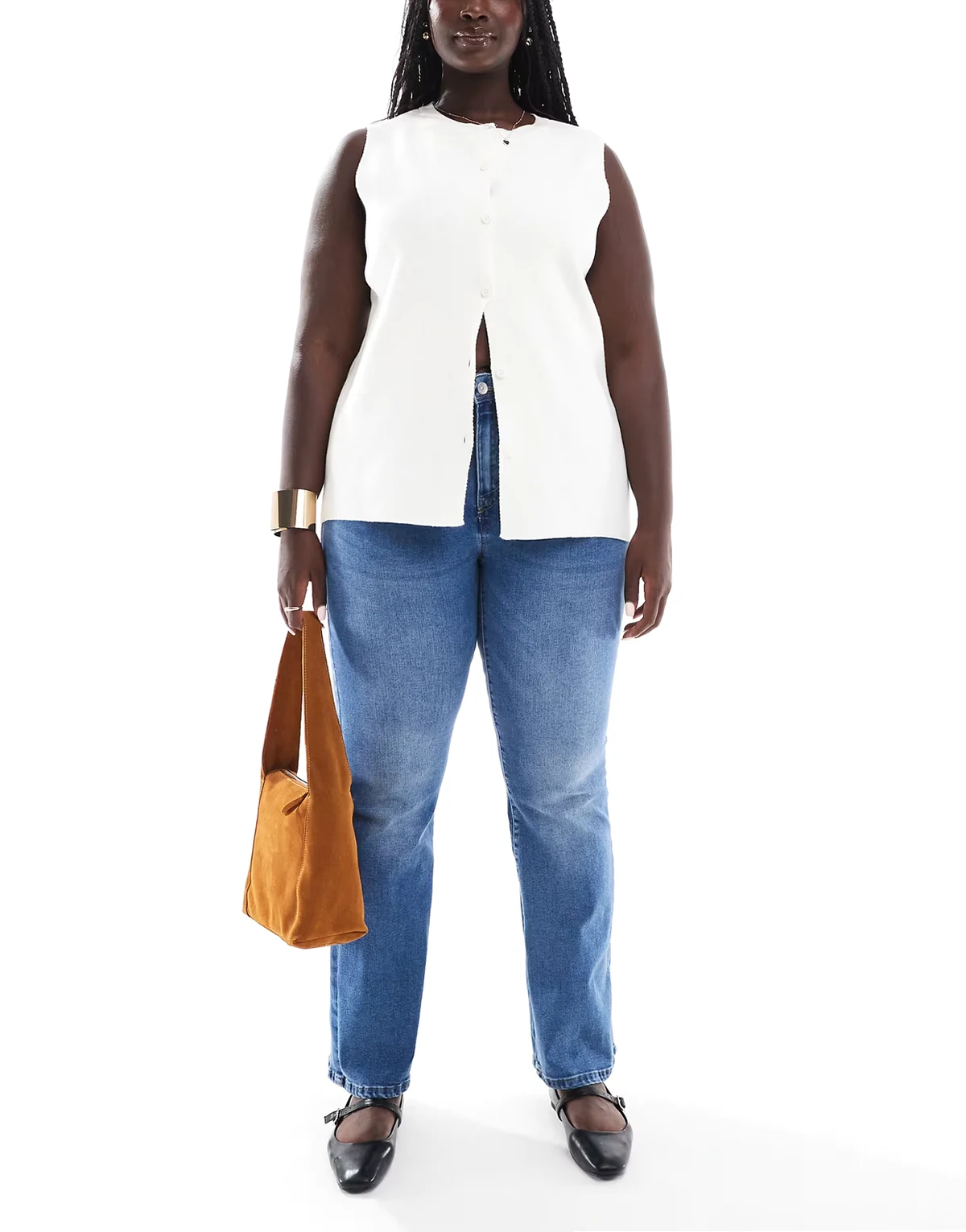 – Ausgestellte Jeans in Mittelblau