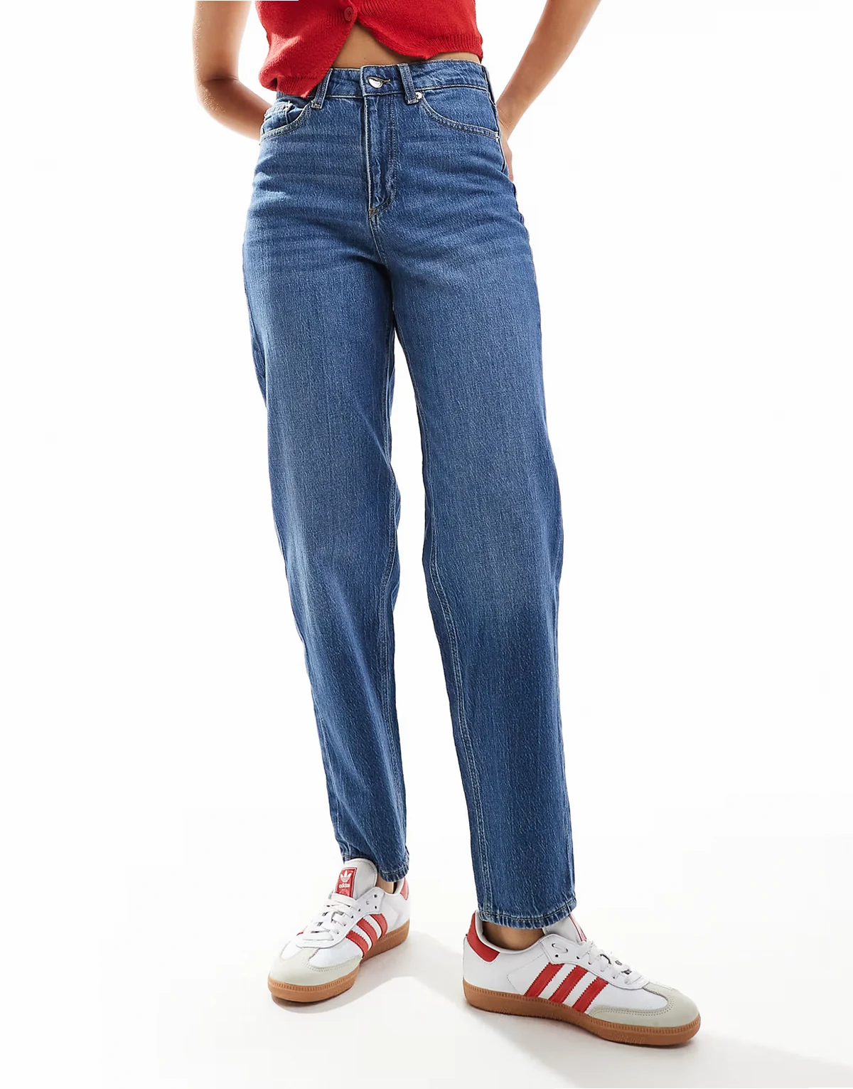 – Tessa – Denim-Mom-Jeans in Mittelblau