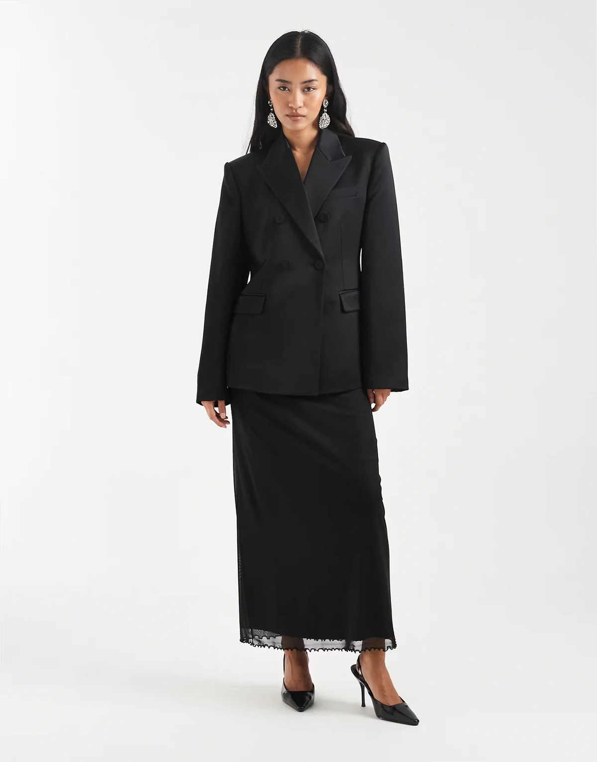 – Midirock aus Netzstoff in Schwarz