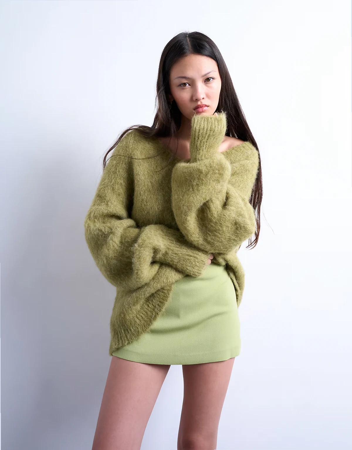 – Schlichter Twill-Skort in Avocadogrün