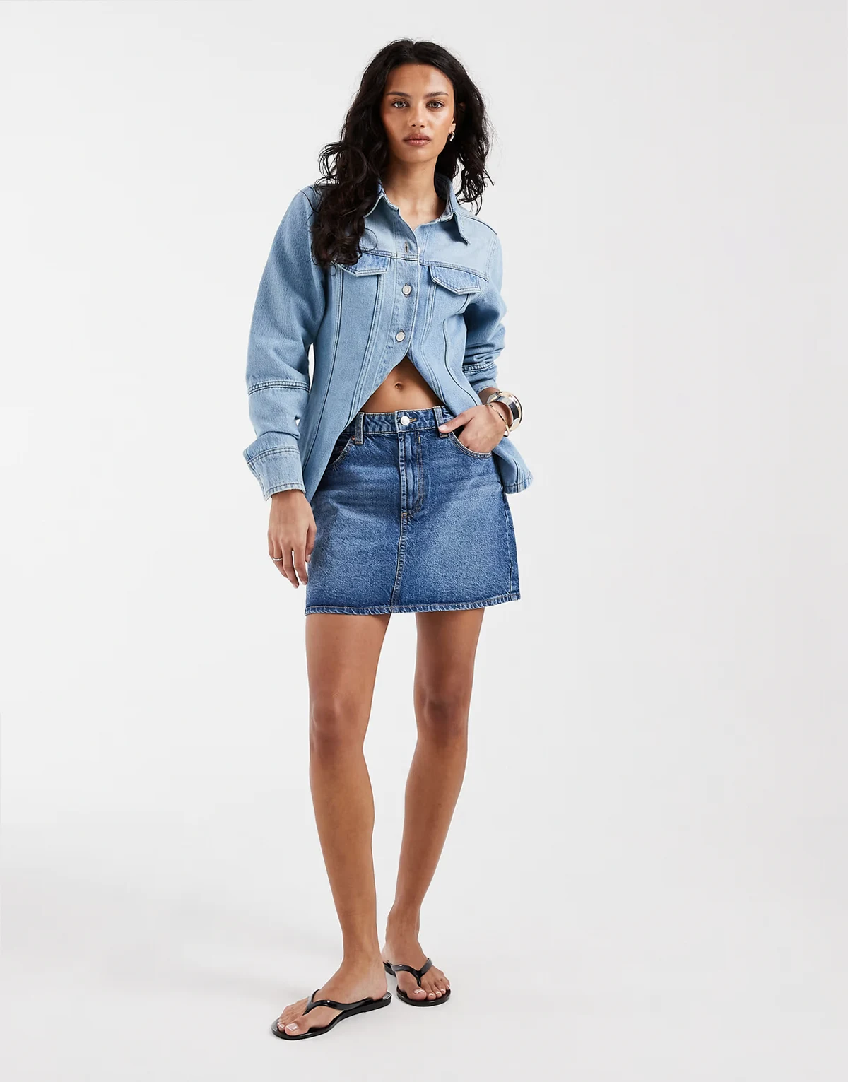 high waist mini skirt in vintage blue
