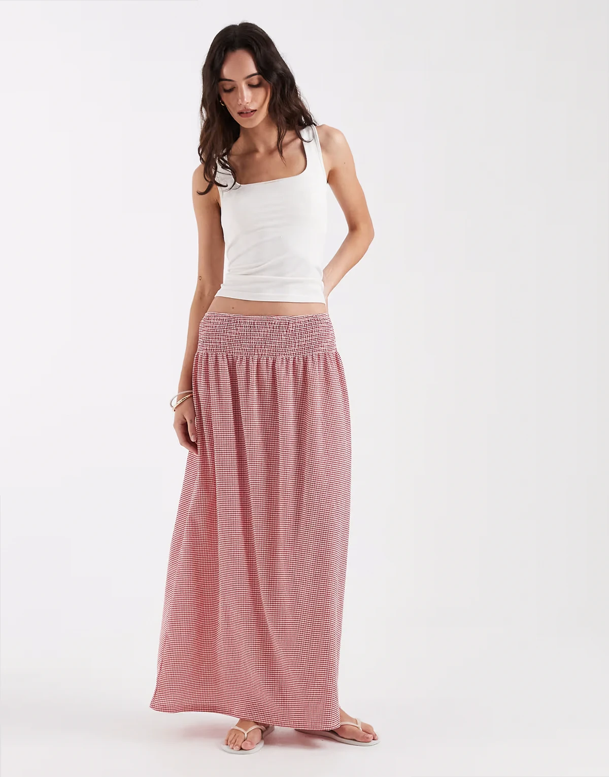 – Maxirock mit rotem Vichy-Karo