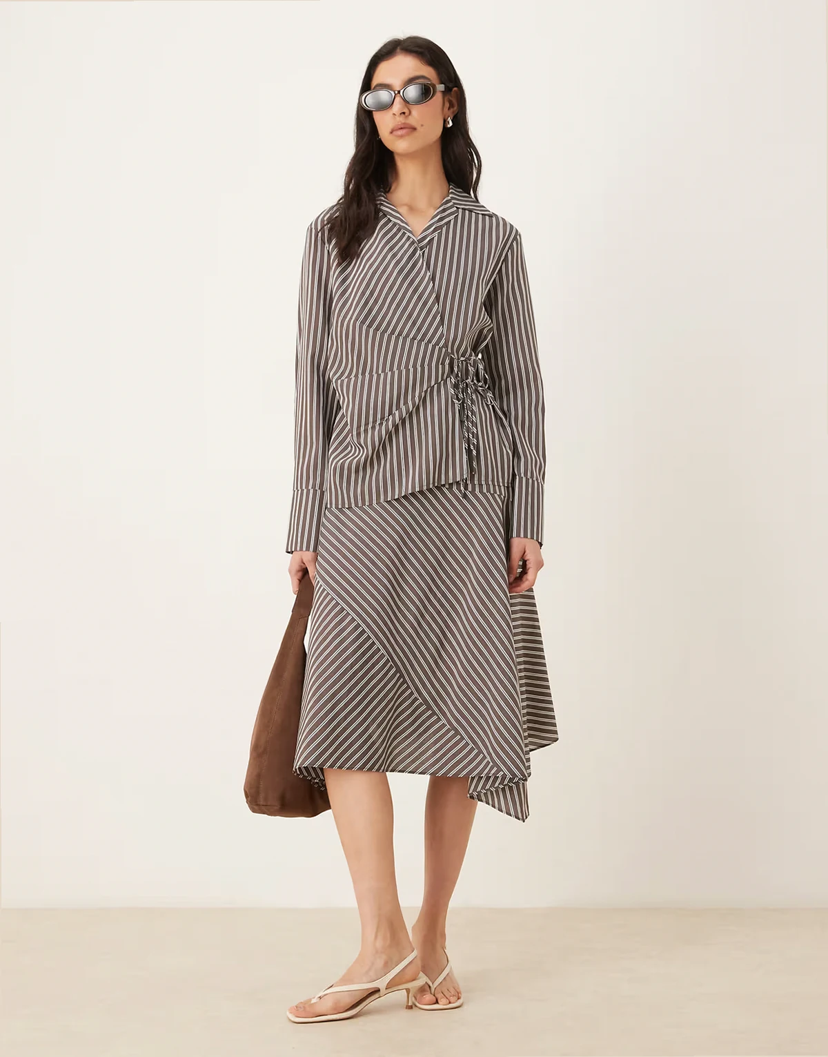 Bronson striped skirt in chambray coffee