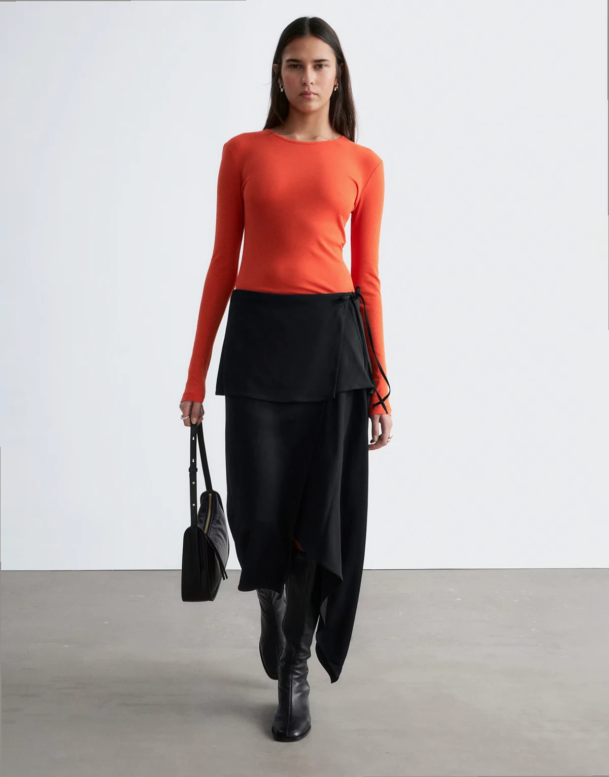 – Midirock in Schwarz im 2-in-1-Design mit unterer Lage