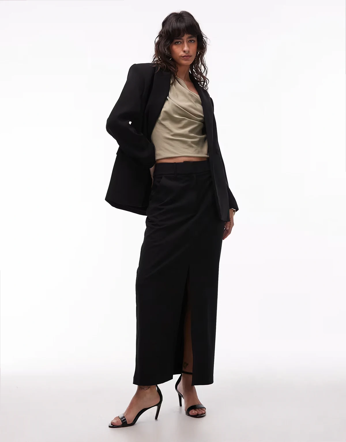 – Eleganter Midi-Bleistiftrock in Schwarz, Kombiteil